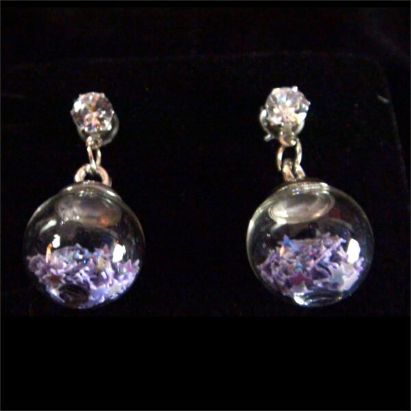 Multicolor Fancy Ball Glass Stud Earrings - Purple