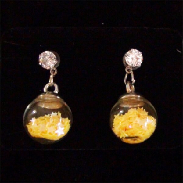 Multicolor Fancy Ball Glass Stud Earrings - Yellow