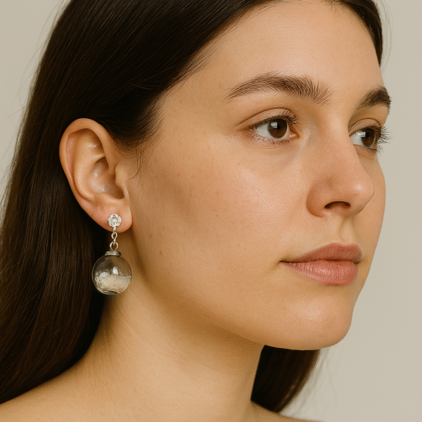 Multicolor Fancy Ball Glass Stud Earrings - White