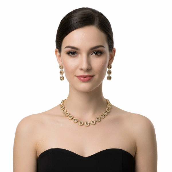 Gold-Plated Choker Necklace & Earrings Set