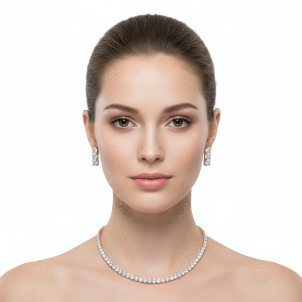 Rose gold American Diamond Necklace and Earrings Set