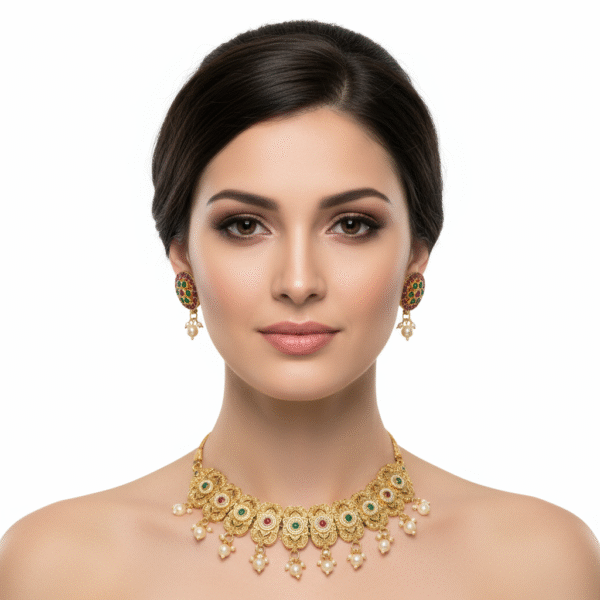 Rajwadi Choker Necklace and Earrings Set