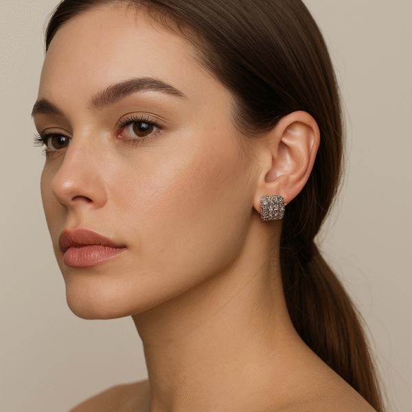 Diamond Cluster Rose Gold Studs Earrings