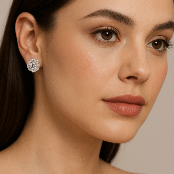 Rhinestone Charming Alloy Flower Shaped Elegant Stud Earrings