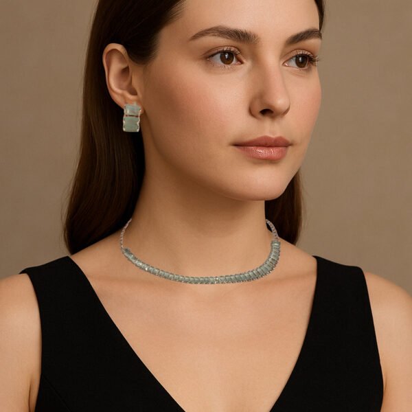 Western Style Zircon Tennis Necklace - Pastel Green