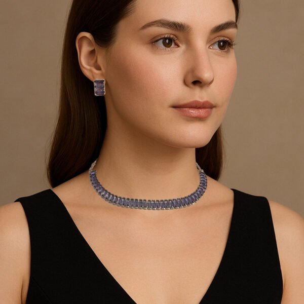 Western Style Zircon Tennis Necklace - Purple