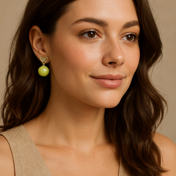 Butterfly Pearl Drop Earrings - Green