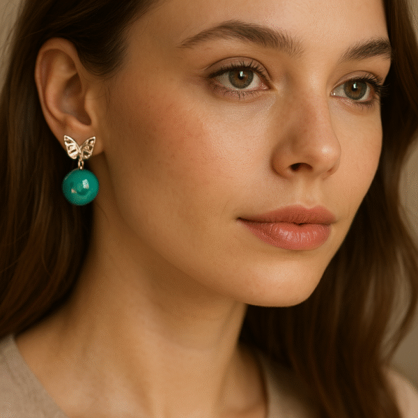 Butterfly Pearl Drop Earrings - Sea Green