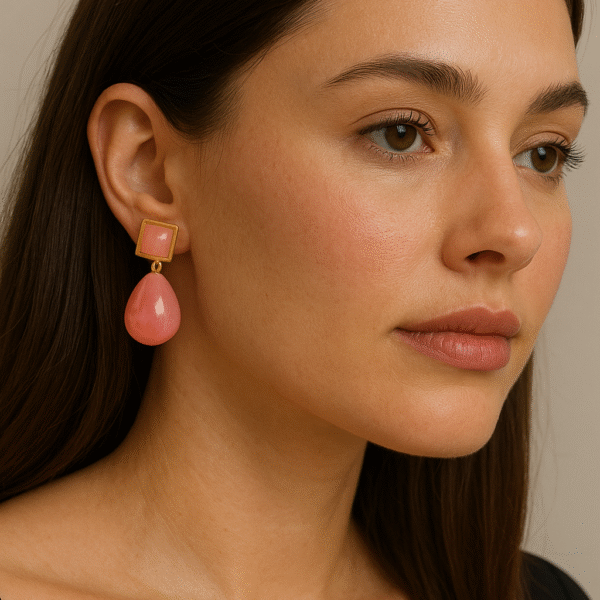 Stylish Dangler Pearl Earrings - Pink
