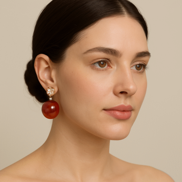 Pearl Drop Earrings - Cherry Red