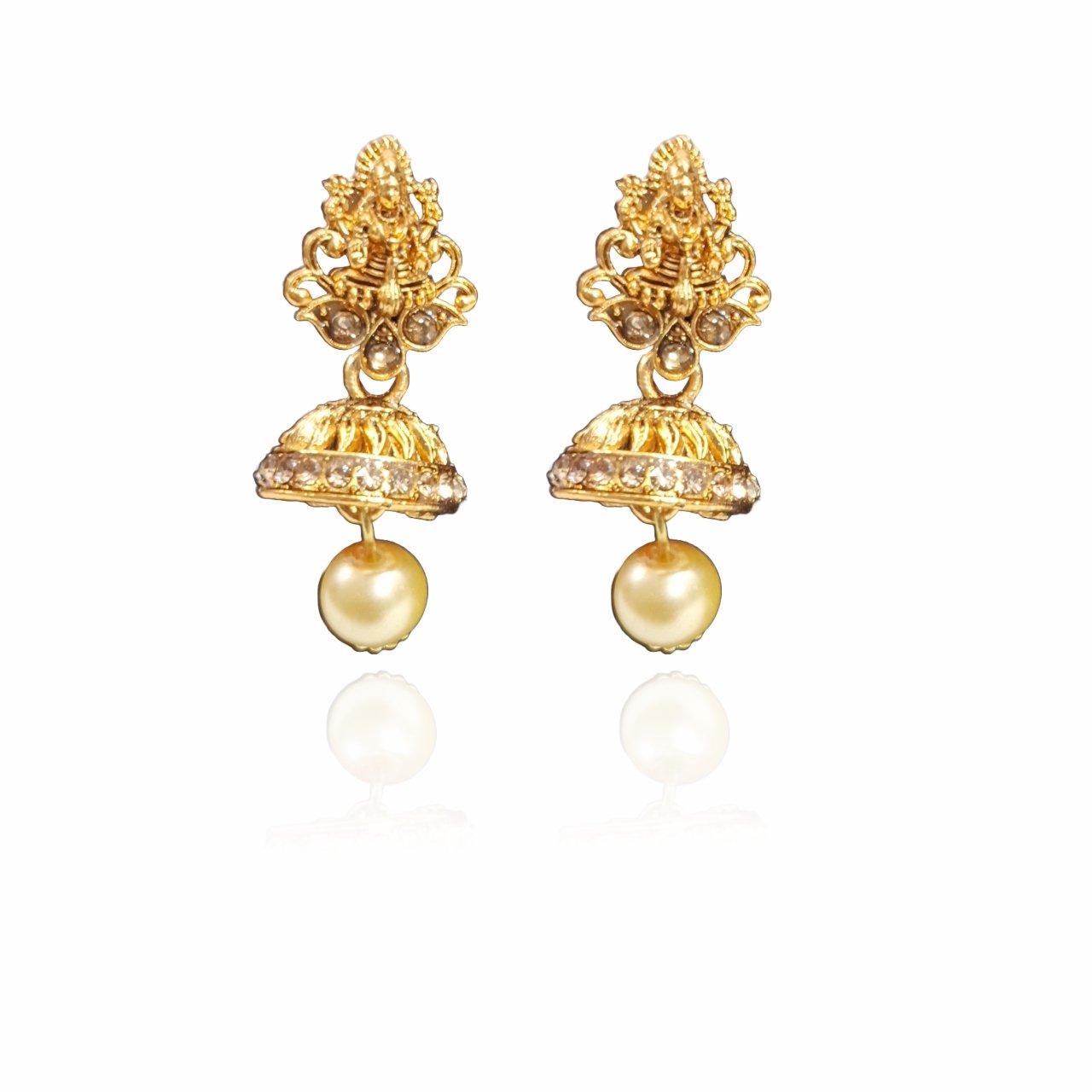 Pearl Ruby Studded Gold Plated Artificial Temple Jewellery - Image 5